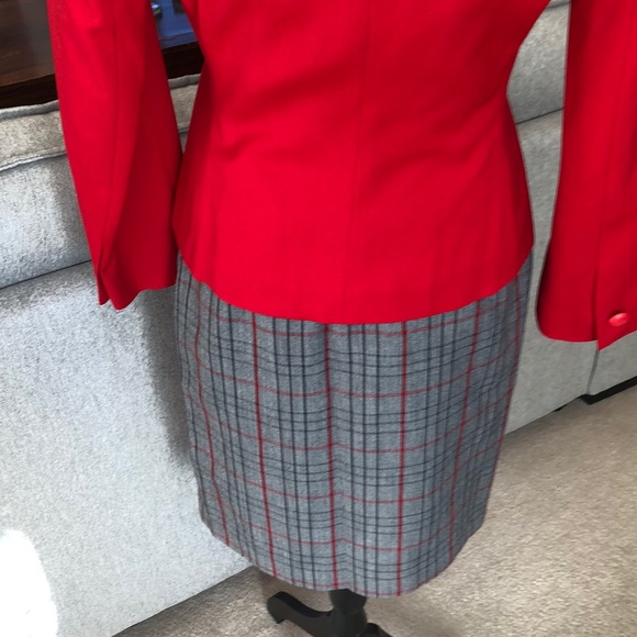 Leather Accent Plaid Skirt - Picture 4 of 9